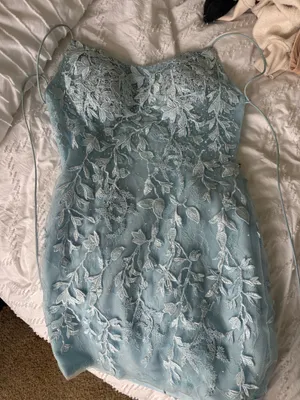 Blue floral homecoming dress thumbnail 3