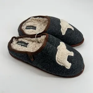 Eddie Bauer Women's Sherpa Lined Clog Slippers Dark Heather Grey Bear Motif 7-8 thumbnail 6