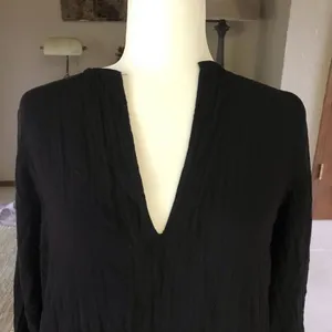 Anthropologie Sunday Atelier Caftan Coverup Dress Black Slub 100% cotton Pockets Coastal Small thumbnail 15