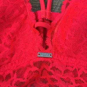 PINK Victoria’s Secret Neon Pink Lace Bra SZ M thumbnail 3