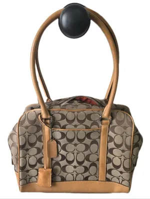 Authentic Coach Signature Tan Canvas Purse Handbag 6097 Mob Wife Vintage Tote thumbnail 1