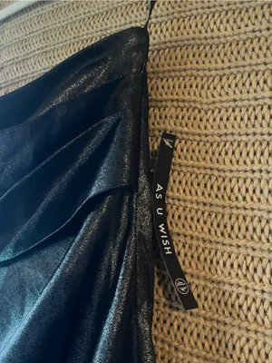 As U Wish Black One-Shoulder Shimmer Cocktail Dress thumbnail 2