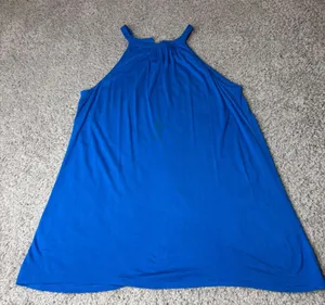 Ann Taylor LOFT Royal Blue Halter Neck Tank Top Sleeveless Rayon Blouse Large thumbnail 1
