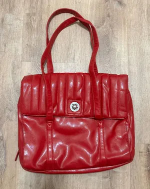 Buxton | Red Faux Leather Laptop Quilted Flap Turn Lock Work Briefcase Tote Bag thumbnail 1