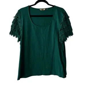 Liz Claiborne Green Lace Sleeve Tunic Top‎ Plus Size 1X thumbnail 2
