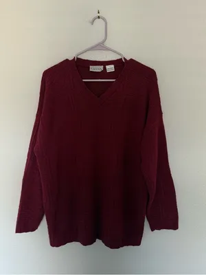 90s Burgundy Oversized Cozy Sweater Meg Ryan Vibes thumbnail 2