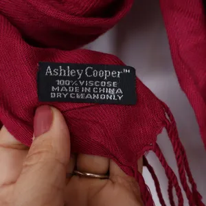 Ashley Cooper Scarf Womens One Size Pashmina Burgundy Fringed Excellent thumbnail 2