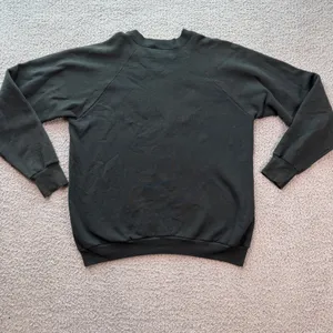 Vintage 80s Hand Painted Floral Puffy Paint Sweatshirt XL Black Made in USA thumbnail 3