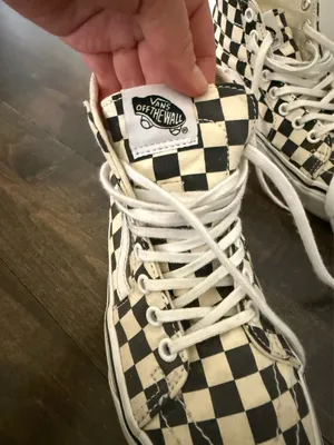 Vans Cream Checkered Sneakers thumbnail 2