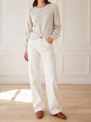 Joie Stavan Sweater Large Snow Ivory Metallic Wool Alpaca Twist Front Pullover thumbnail 10