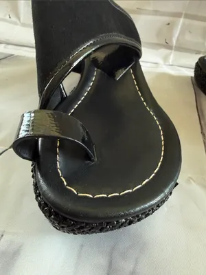 Donald J. Pliner Gyer Leather Black Wedge Sandals thumbnail 7