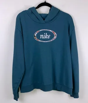 Nike Crop Hoodie Ash Green Floral Women’s Size 1X Athleisure Active Terry thumbnail 2