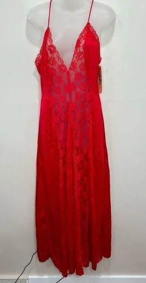 Val Mode True Vintage Sheer Lace Panel lingerie slip dress night gown NWT Large thumbnail 1