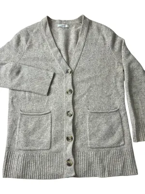 MADEWELL Women Speckled Brown Maysfield Cardigan Grandpa Sweater Merino Wool XS thumbnail 1