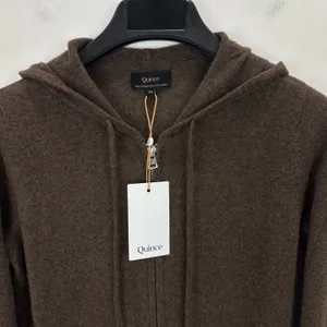 Quince Mongolian Cashmere Full Zip Hoodie Sweater Brown Womens XS NWT thumbnail 7