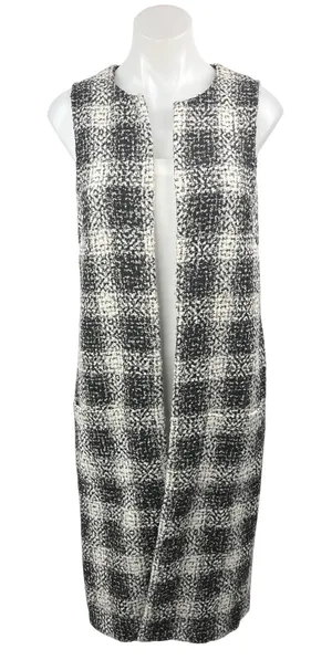 BCBGeneration Plaid Sleeveless Midi Long Duster Blazer Cardigan Coat Jacket Sz S thumbnail 1