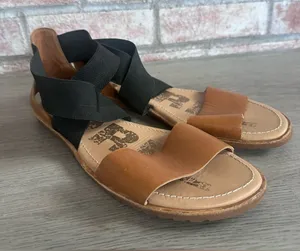 Sorel Ella Strappy Sandals Women’s 9 Tan Black Ankle Elastic Casual Summer thumbnail 1