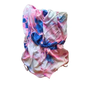 Forever 21 Tie Dye Strapless Romper Cover Up Pink Blue Rayon Size Large thumbnail 5