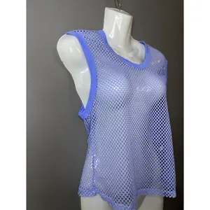 Free People Mesh Tank Top Womens Small Purple Sleeveless Sheer Fishnet Festival thumbnail 3