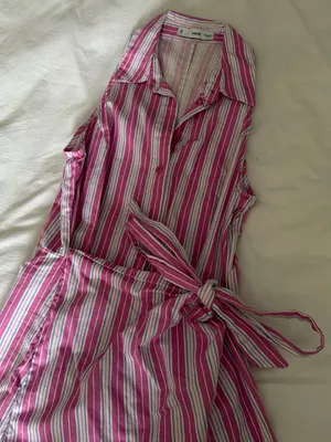 Mango Pink purple and White Striped Button-Up dress small 6 perfect for US open thumbnail 2