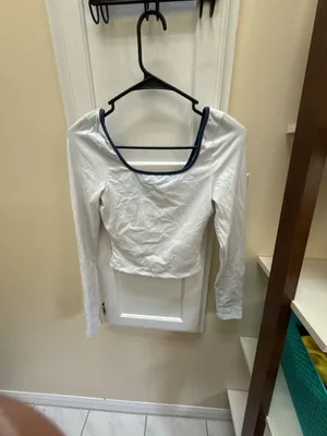White Fox Boutique Long Sleeve Corset Style Crop Top with Contrast Trim thumbnail 4