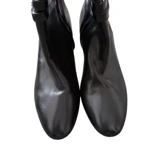 Bruno Magli Adriana Black Leather Tall Boots Gold Hardware Block Heel Italy 8.5 thumbnail 4