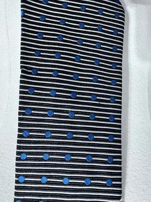 Peter Thomas Silk Tie Made By Superba Geometric Black Grey Blue Polka Dots thumbnail 9