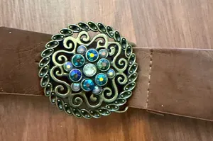 Women’s Brown Leather Belt with Decorative Filigree Buckle thumbnail 1