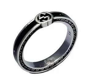 Gucci Interlocking G Enamel Ring Black Ag925 thumbnail 1