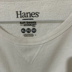 Preloved Hanes soft sweats plain white sweatshirt crew womens XL thumbnail 2