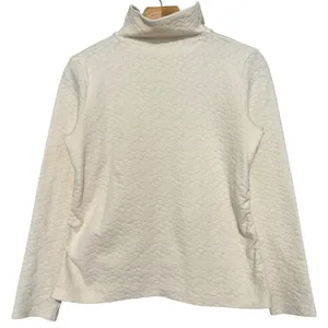 Roller Rabbit Women’s Size S Cream Textured Mock Neck Ruched Sides Shirt Top thumbnail 3