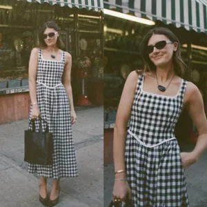 Wayf Brown Gracie Gingham Dress Size Small Cottagecore Lace Trim Prairie NWT thumbnail 2