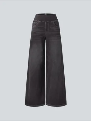 HALARA Flex High Waisted Pockets Baggy Wide Leg Washed Casual Jeans Size L NWT thumbnail 2