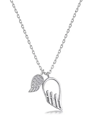 925 Sterling silver angel wings necklace minimalist thumbnail 1