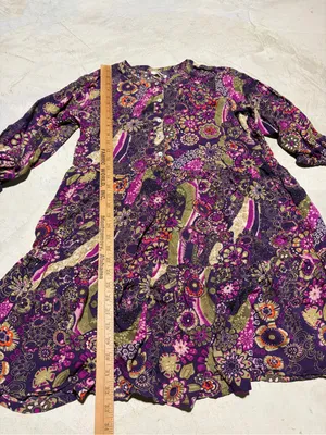 Natural life Purple Floral Tiered long sleeve dress medium thumbnail 6