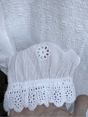 EUC LoveShackFancy Jayce Smocked Eyelet Scalloped Hem Mini Dress White Large thumbnail 8