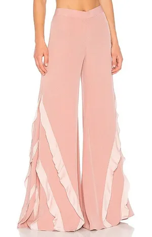Alexis Julless Pants Rose Pink Wide Leg Ruffle High Waisted Trousers XS thumbnail 1