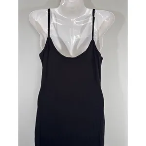Quince Black Ribbed Racerback Maxi Dress Women MED NEW Preppy Casual Minimalist thumbnail 7