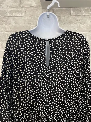 Zara Black and White Polka Dot Midi Dress thumbnail 3