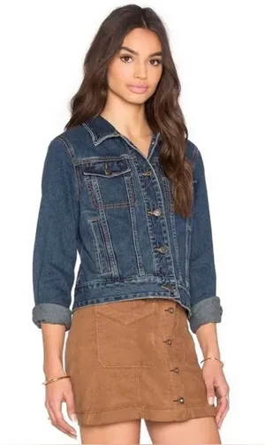 FREE PEOPLE Revolve Paisley Lined Long Sleeve Denim Jean Jacket Size Small‎ thumbnail 1