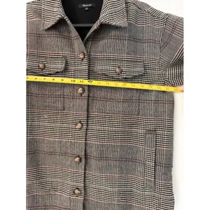 Madewell Glen Plaid Shirt Jacket Shacket Grey Brown‎ NB593 Womens Small S thumbnail 4