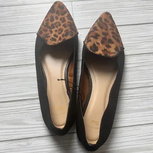 Gap Women’s Black and Animal Print Pointed Toe D’Orsay Ballet Flats Sz 7 thumbnail 9