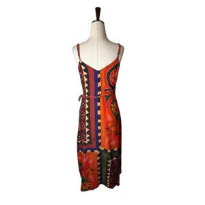 FARM‎ Rio Hanky Wrap Midi Dress Women Small Orange Red Boho Tropical Anthro thumbnail 3