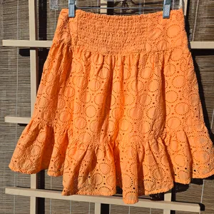 Maeve Eyelet Cotton Orange Tiered Mini Skirt Anthropologie XS thumbnail 5
