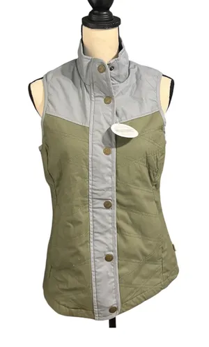 Magellan Outdoors NEW Womens Green Gray Campfire Quilted Full Zip Vest Sz M Warm thumbnail 1