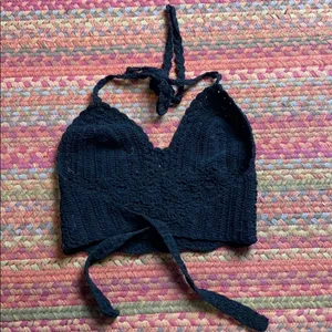 Handmade Black Knit Top Iridescent Beads thumbnail 3