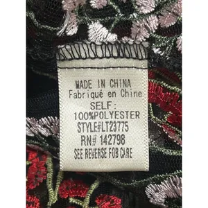Loveriche Black Mesh Sheer Floral Embroidered Short Sleeve Peplum Blouse Top M thumbnail 5