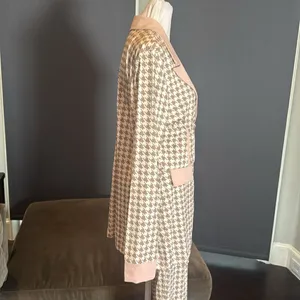 Long Sleeve 2 Piece Houndstooth BodyCon Pantsuit Jacket & Pants Set *Size L READ thumbnail 3