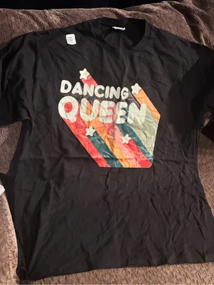 New! Black "Dancing Queen" Short Sleeve Graphic Tee Size XL thumbnail 1