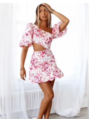 Hello Molly Sweetest Kind Mini Dress in Pink/White Floral NWT - Size: XS/2 thumbnail 3